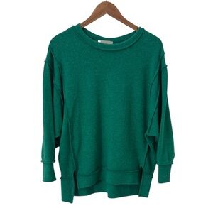 Zenana Top Split Hem, Soft, Green, Small/Medium